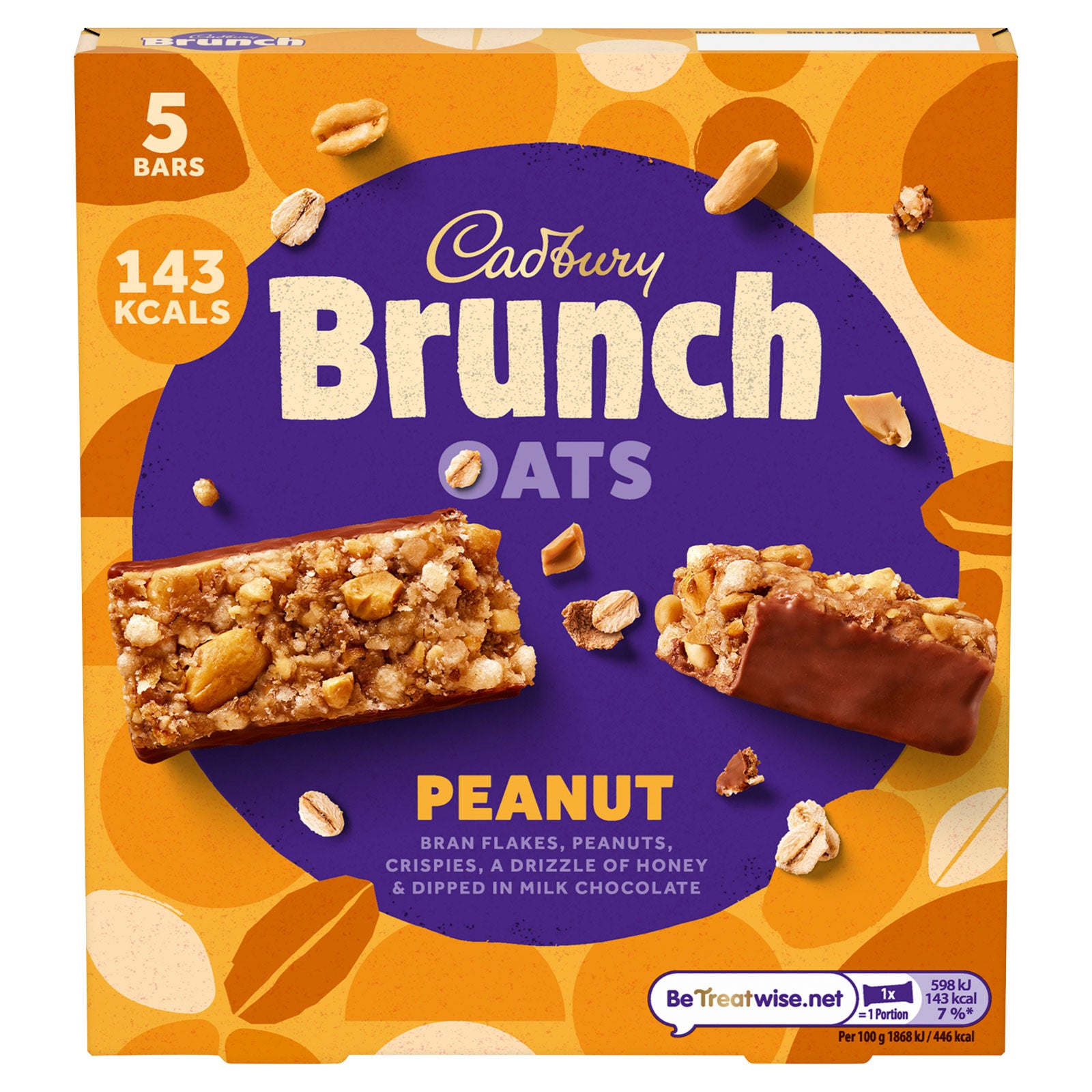 Cadbury Brunch Oats Bar Peanut 5 Pack Cadbury Brunch Oats Bar Peanut 5 Pack